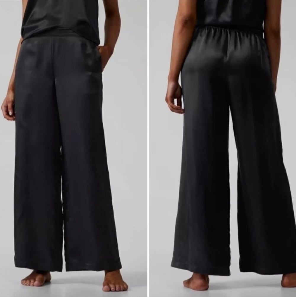 NWT Athleta Calm Cool Lightweight "Satin" Wide Leg Lounge Pajama PJ Pants Size M